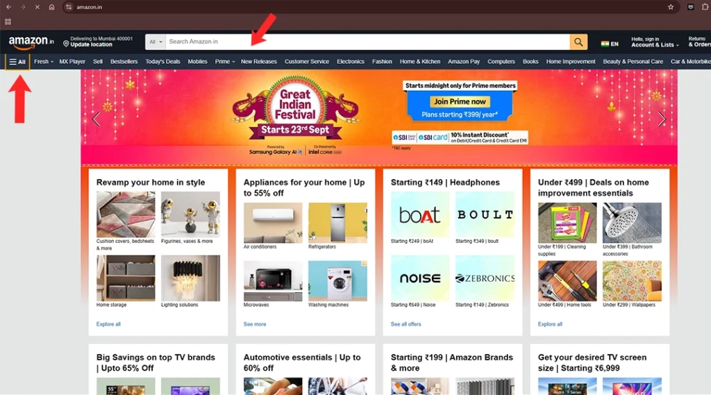 انتخاب محصول در آمازون هند